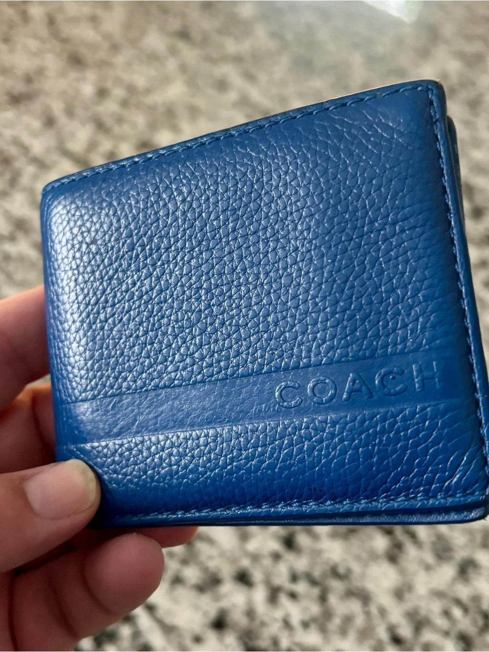 Coach Men's Leather Card Holder Wallet in Deep Blue